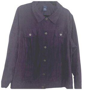 Edition Home Womens Purple Button-Up Suede Jacket Size 2X
